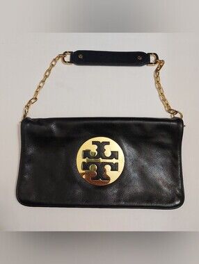 Tory Byrch Black Leather Crossbody Bag Gold m#ToryBurchBlackBag